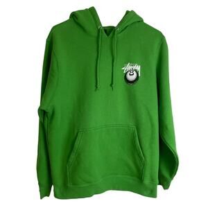 Stussy Hoodie Sweatshirt Mens Small Kelly Green Cobra Snake Eight Ball Billiards